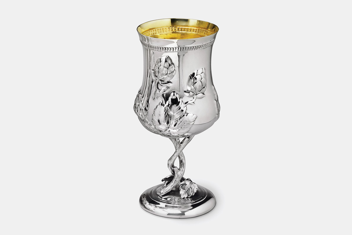 Sterling silver and 24K gold 'Hops Blossom Goblet' designed by Michael Galmer.