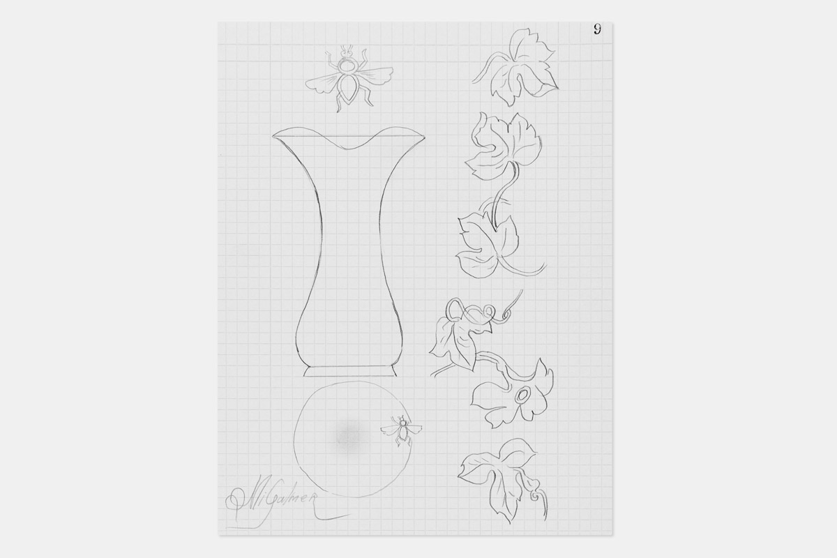 Concept drawing for the 'Bee Vase' designed by Michael Galmer.