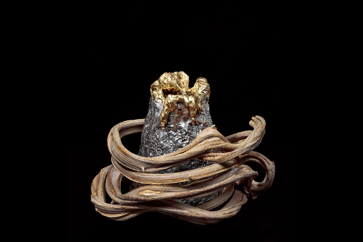 'Volcano' sterling silver and 24K gold sculpture designed by Michael Galmer.